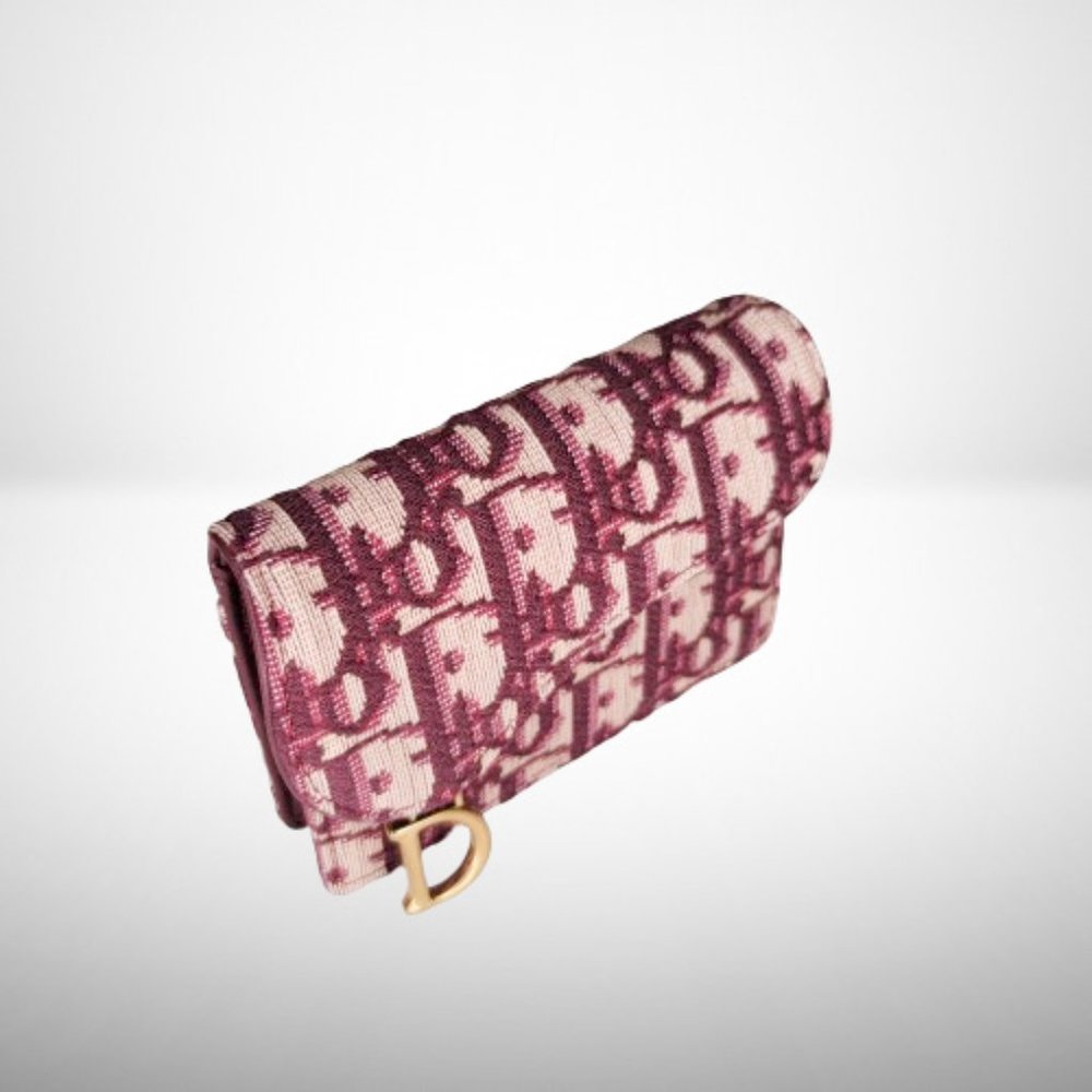CHRISTIAN DIOR OBLIQUE BORDEAUX FLAP CARD HOLDER / WALLET - Picture 7 of 12
